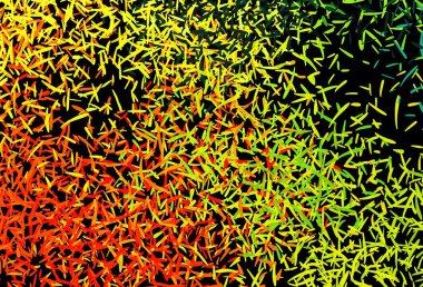 Koyu yeşil, keskin çizgileri olan kırmızı vektör deseni. Renkli çubuklarla, soyut çizimler. Reklamlar, posterler, afişler için desen.