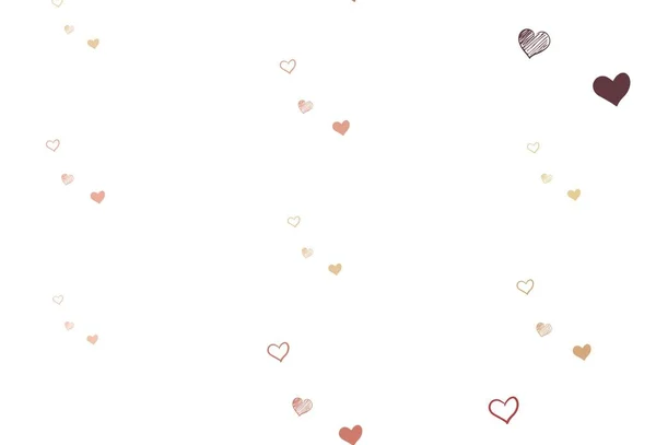 Világos Rózsaszín Sárga Vektor Háttér Szívvel Gyönyörű Színes Illusztráció Szívvel — Stock Vector