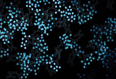 Yapay zeka ağlı koyu mavi vektör deseni. Yapay zekanın bağlantı ve noktalarıyla soyut illüstrasyon. Bilim için desen, geleceksel tasarımlar..