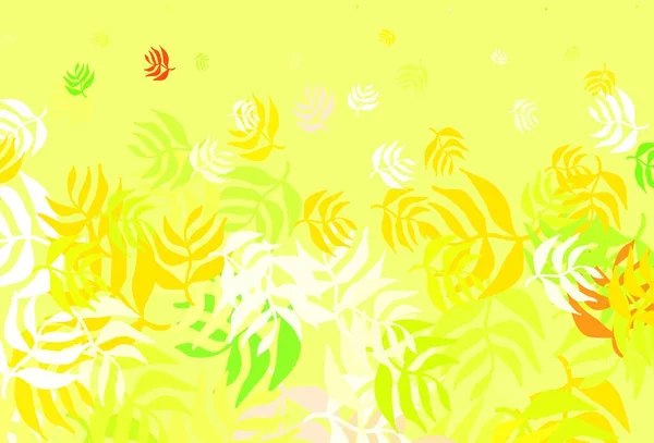 Hellgrüner Roter Vektor Abstrakter Hintergrund Mit Blättern Neue Bunte Illustration — Stockvektor