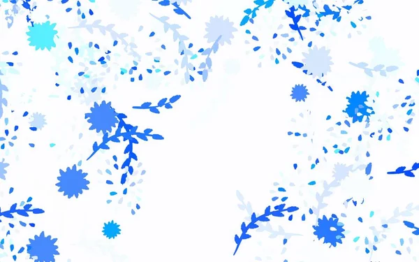 Luz Azul Vector Obra Arte Natural Con Flores Rosas Ilustración — Archivo Imágenes Vectoriales