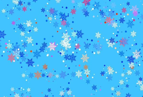 Azul Claro Patrón Vector Amarillo Con Copos Nieve Navidad Ilustración — Vector de stock