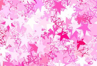 Parlak yıldızlı açık pembe vektör düzeni. Bulanık dekoratif dizayn yıldızlı basit bir stilde. Astroloji web siteleri için desen.