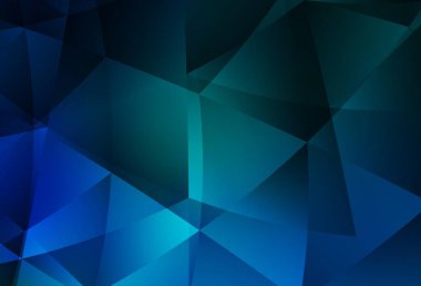 Koyu mavi, yeşil vektör soyut mozaik desen. Çokgen soyut çizim ve gradyan. Web siteniz için çokgen tasarım.