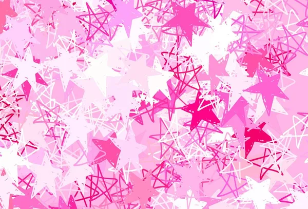 浅粉色矢量布局与明亮的恒星 用繁星装饰的简朴风格模糊了装饰设计 占星术网站的模式 — 图库矢量图片