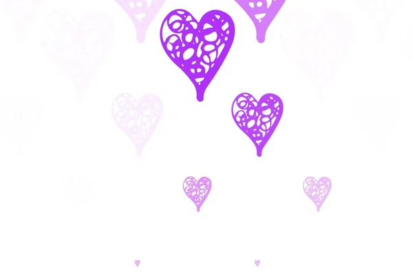 Luz Fondo Vectorial Púrpura Con Corazones Brillantes Ilustración Brillante Con — Vector de stock