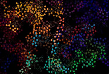 Yapay zeka kavramına sahip koyu renkli vektör dokusu. Parlak renkli bir illüstrasyon ve yapay zekanın gerçek yapısı. Teklif verilerinin tanıtımı için akıllı tasarım.