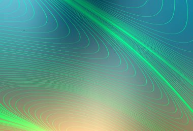 Açık mavi, eğri çizgileri olan sarı vektör arkaplan. Değişken çizgileri olan renkli geometrik örnek. Tasarımınız için desen.