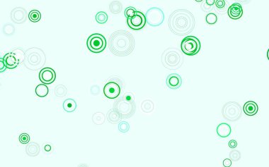 Açık yeşil, daire şekilli sarı vektör düzeni. Bulanık yağmur damlaları olan soyut bir çizim. Duvar kağıtlarının dokusu için desen.