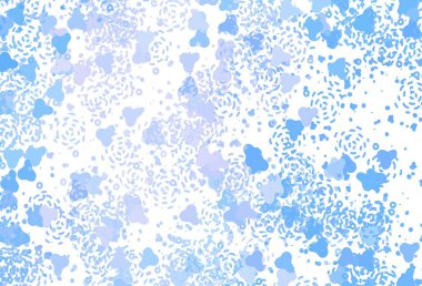 Açık pembe, kaotik şekilli mavi vektör şablonu. Rastgele şekillerle soyut tarzda dekoratif tasarım. Web siteniz için basit tasarım.