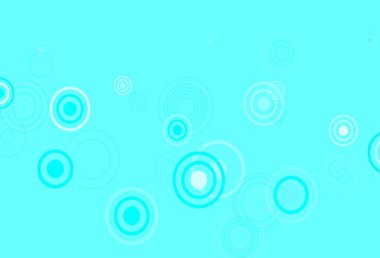 Çember şekilli açık mavi vektör düzeni. Soyut arka planda bulanık kabarcıklar ve renkli gradyan. Marka kitabınız için yeni şablon.