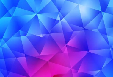 Açık Pembe, mavi vektör düşük polimer arkaplan. Soyut ve üçgenli renkli çizimler. Pankartın için tamamen yeni bir şablon.