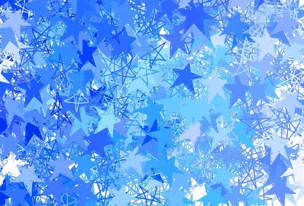 Fondo Vectorial Luz Azul Con Estrellas Pequeñas Grandes Ilustración Abstracta — Vector de stock