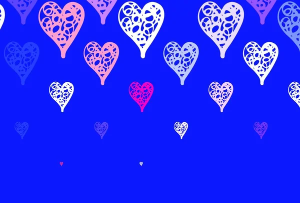 Світло Рожева Червона Векторна Текстура Прекрасними Серцями Сяючий Малюнок Серцем — стоковий вектор