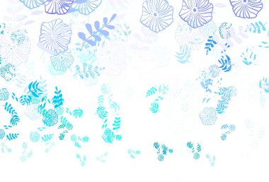 Açık mavi, yapraklı yeşil vektör çizimi. Bulanık arkaplanda, gradyanı olan yapraklar. Tasarımınız için yeni şablon.