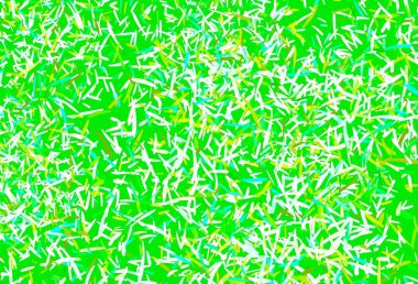 Açık mavi, düz çizgileri olan yeşil vektör düzeni. Keskin çizgili parlak renkli çizimler. Reklam, kitapçıklar, broşürler için desen.