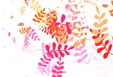 Açık pembe, yapraklı sarı vektör karalama deseni. Bulanık şekilli ve yapraklı yepyeni bir resim. Marka kitabınız için yeni şablon.