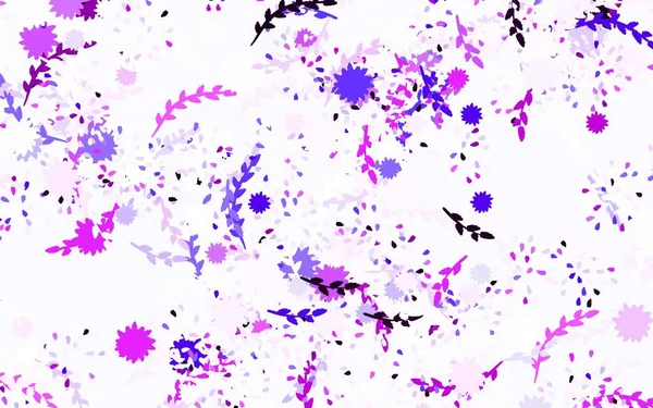 Светло Фиолетовый Вектор Цветами Цветами Красочная Иллюстрация Цветами Стиле Каракулей — стоковый вектор
