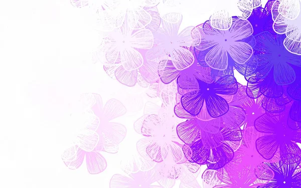 浅紫色矢量涂鸦布局与花朵闪烁着抽象的图画与花朵 您的品牌书的新模板 — 图库矢量图片