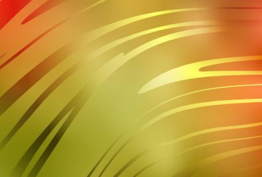 Açık kırmızı, kıvrımlı çizgileri olan sarı vektör deseni. Basit çizgilerle renkli gradyan çizimi. Fikirlerin için bir örnek..