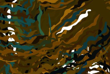 Koyu yeşil, bükülmüş çizgileri olan sarı vektör arkaplan. Basit çizgilerle renkli gradyan çizimi. Cep telefonu ekranları için arkaplan.