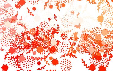 Açık kırmızı vektör, çiçekli doğal sanat eserleri. Renkli çizimler, çiçekli karalama tarzı. İş tasarımınız için yepyeni bir tarz.