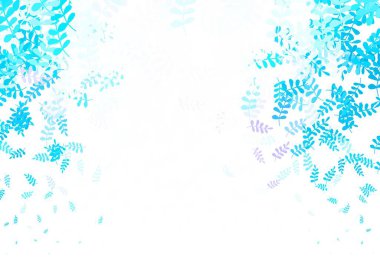 Açık mavi, kırmızı vektör çizimi ve yapraklar. Karalama tarzında yaprakları olan belirsiz bir çizim. Duvar kağıtları, boyama kitapları için desen.