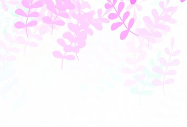 Açık pembe, yapraklı yeşil vektör deseni. Yapraklı modern geometrik soyut çizim. Web sitesi yöneticileri ve tasarımları için desen.