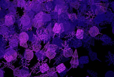 Koyu Mor, pembe vektör karalama arkaplanı, ağaçlar, dallar. Ağaçlı modern geometrik soyut çizim. Ağ ve ambalaj için elle boyanmış tasarım.