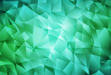 Açık yeşil vektör düşük poli düzeni. Soyut ve üçgenli renkli çizimler. Broşürünüz için yepyeni bir tasarım..