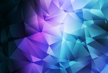 Koyu pembe, mavi vektör üçgen arkaplan. Çokgen soyut çizim ve gradyan. İş tasarımınız için yepyeni bir tarz.