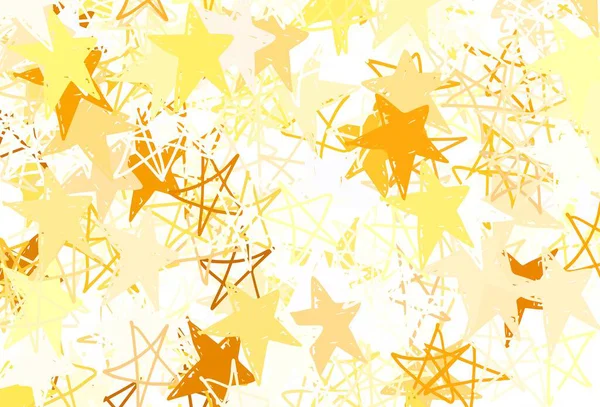 Světle Oranžový Vektorový Vzor Vánočními Hvězdami Zářící Barevná Ilustrace Hvězdami — Stockový vektor
