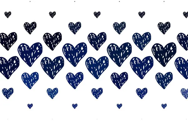 Світлий Blue Векторний Шаблон Каракульними Серцями Красиві Абстрактні Серця Барвистому — стоковий вектор