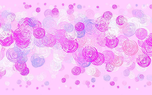 Luz Púrpura Patrón Garabatos Vector Rosa Con Rosas Ilustración Abstracta — Vector de stock