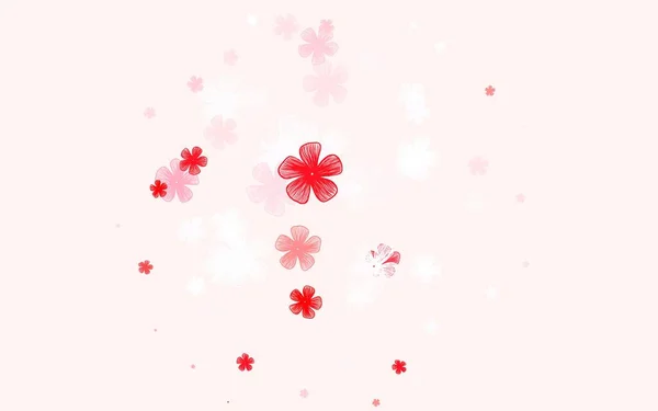 浅红色矢量自然背景与花朵 全新色彩艳丽的花卉插图 手绘网页设计 — 图库矢量图片