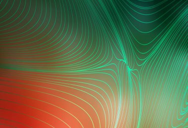 Açık yeşil, kırmızı çizgili kırmızı vektör deseni. Eğimli çizgileri olan zarif parlak bir illüstrasyon. Reklamınız için yepyeni tasarım..