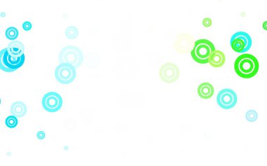 Açık yeşil, daireli kırmızı vektör şablonu. Soyut arka planda bulanık kabarcıklar ve renkli gradyan. Duvar kağıtlarının dokusu için desen.