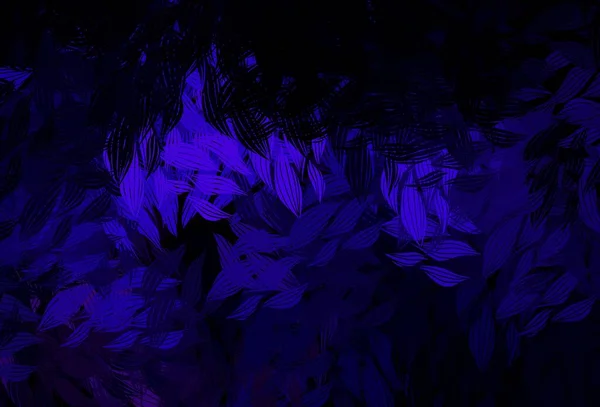 Agencement Gribouillis Vectoriel Violet Foncé Avec Feuilles Illustration Abstraite Géométrique — Image vectorielle