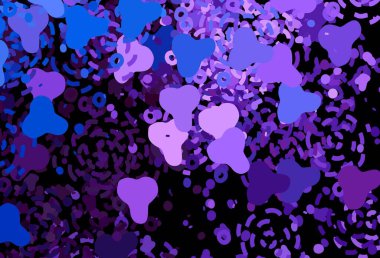 Koyu pembe, Memphis şekilli mavi vektör arkaplan. Soyut tarzda rengarenk gradyan şekilleri olan bir resim. İşiniz için en iyi akıllı tasarım.