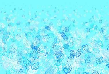 Memphis şekilli hafif MLUE vektör arkaplanı. Soyut tarzda rengarenk gradyan şekilleri olan bir resim. İşiniz için en iyi akıllı tasarım.