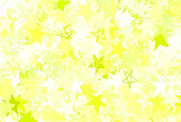 Hellgrüne Gelbe Vektortextur Mit Schönen Sternen Verschwommenes Dekoratives Design Einfachen — Stockvektor