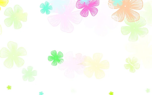 Licht Multicolor Vector Doodle Patroon Met Bloemen Gloednieuwe Gekleurde Illustratie — Stockvector