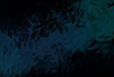 Koyu mavi, yeşil vektör yapraklı soyut arkaplan. Parlak renkli çizimler ve karalama tarzında yapraklar. Marka kitabınız için yeni şablon.