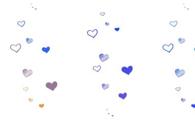 Kalpli hafif çokrenkli vektör arkaplanı. Kalpli basit bir dekoratif tasarım. Evlilik hediyeleri için örnek, tebrikler..