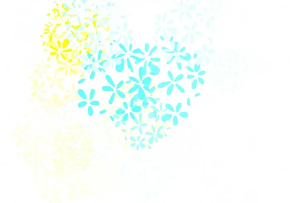 Jasnoniebieski Żółty Wektor Bazgroły Tle Liśćmi Nowoczesna Geometryczna Abstrakcyjna Ilustracja — Wektor stockowy