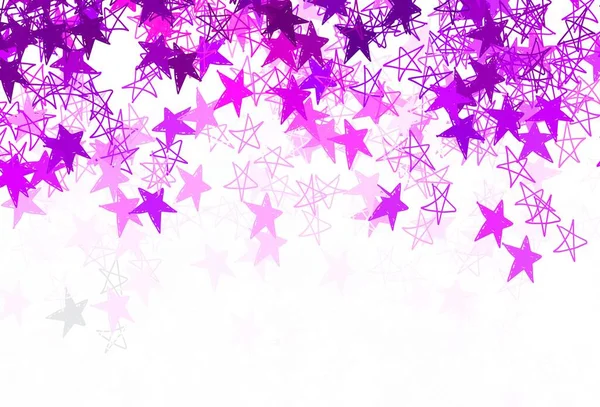 Hellviolette Vektorschablone Mit Himmelssternen Glitzernde Abstrakte Illustration Mit Farbigen Sternen — Stockvektor