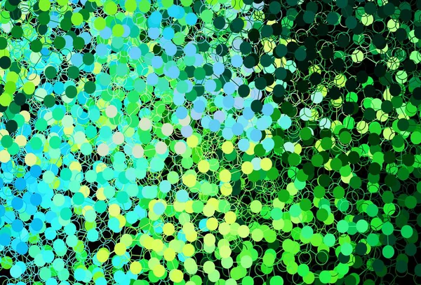 Dunkelblaues Grünes Vektormuster Mit Kugeln Unscharfe Blasen Auf Abstraktem Hintergrund — Stockvektor