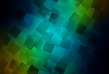 Koyu mavi, kare şeklinde sarı vektör deseni. Renkli dikdörtgenleri olan bir resim. Reklamınız, posteriniz, afişiniz için en iyi tasarım.