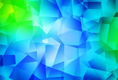 Açık mavi, yeşil vektör üçgen mozaik doku. Üçgenli modern soyut çizim. Broşürünüz için yepyeni bir tasarım..