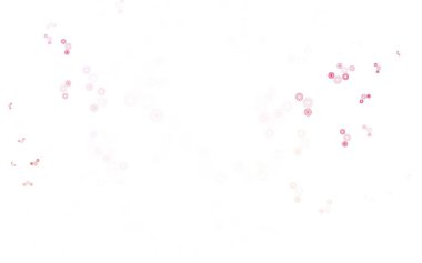 Lekeli açık pembe vektör arkaplanı. Parlak renkli soyut çemberlerin olduğu bir resim. İş ilanınız için tasarım.